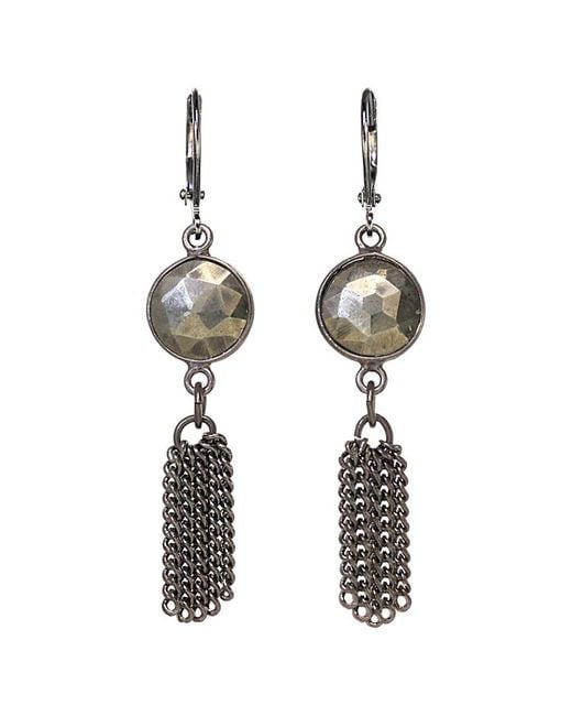 Rachel Reinhardt Jewelry White Plated Silver Pyrite Drop Earrings