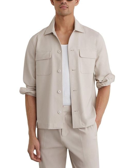 Reiss Gray Cleric Button Through Casual Shirt for men