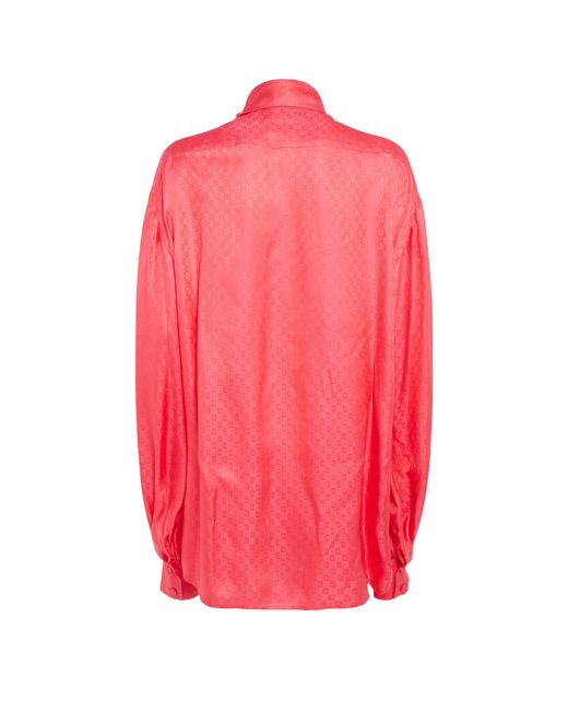Balmain Camicia Oversize In Seta Rossa in Pink | Lyst