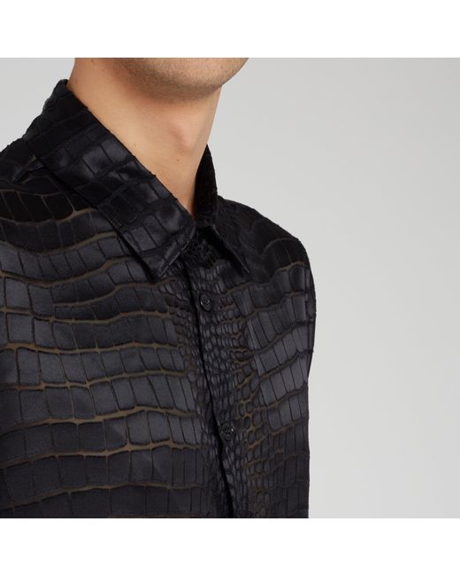 Versace Camicia In Tessuto Nera in Black for Men | Lyst