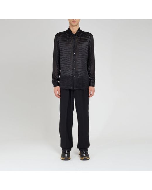 Versace Camicia In Tessuto Nera in Black for Men | Lyst
