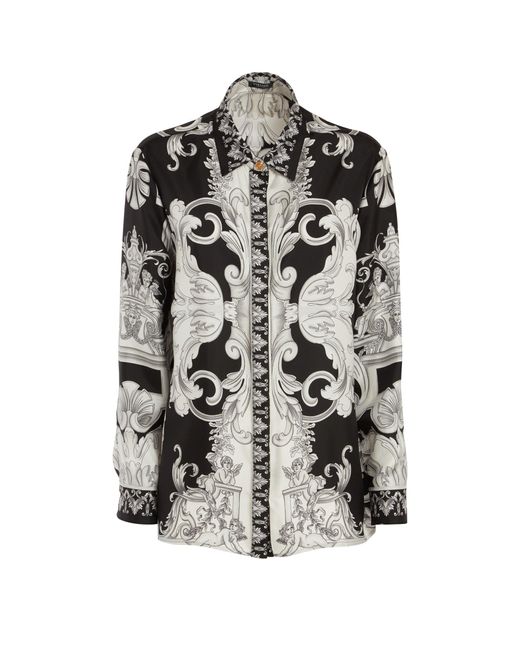 Versace Camicia ''silver Baroque'' In Seta Multicolor in Black | Lyst