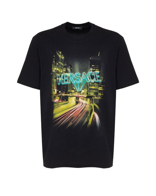 Versace T-shirt In Cotone Nera in Black for Men | Lyst