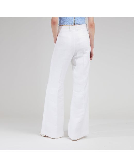 Chloé Pantalone Svasato In Lino Bianco in White | Lyst