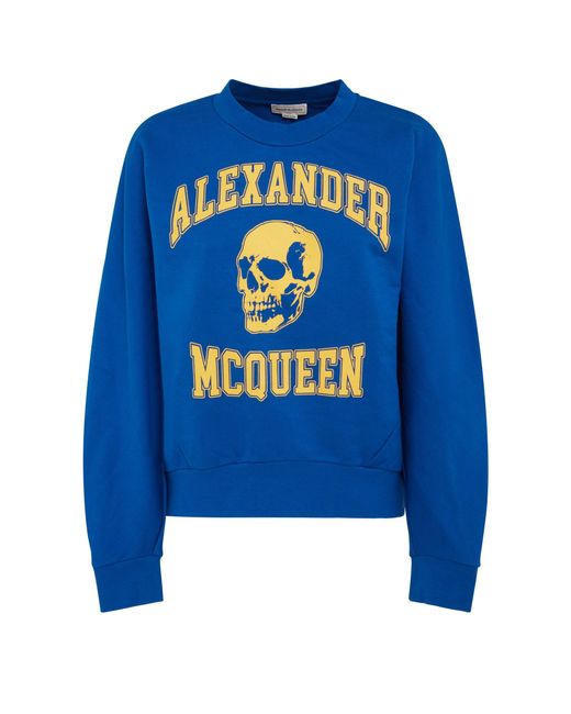 Alexander McQueen Felpa In Cotone Blu in Blue | Lyst
