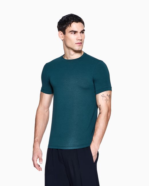Giorgio Armani Blue Crew-Neck T-Shirt for men