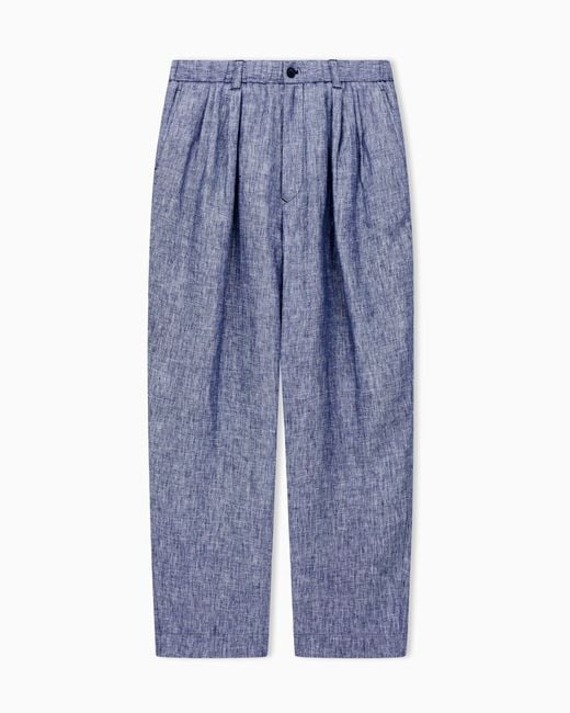Giorgio Armani Blue Pleat Trousers for men