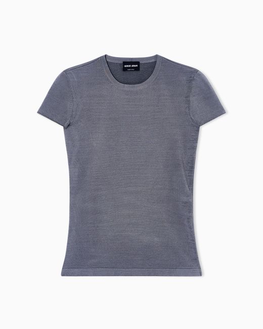 Giorgio Armani Blue Viscose Crew-Neck Jumper