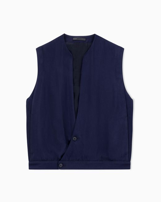 Giorgio Armani Blue Faded Viscose Twill Waistcoat for men