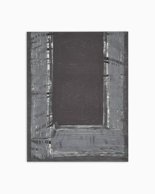 Estola De Seda Y Tejido Laminado Giorgio Armani de color Gray