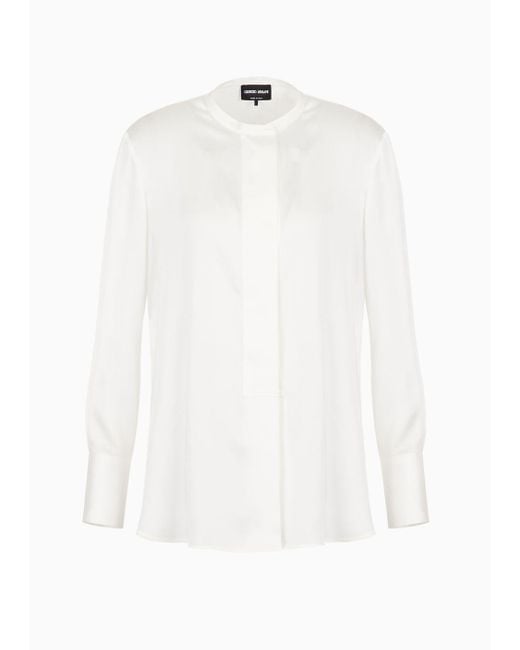 Giorgio Armani White Silk Charmeuse Shirt