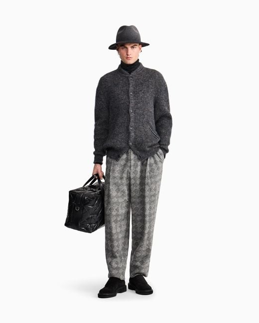 Giorgio Armani Blue Cardigan Regular Fit Mohair Wool for men