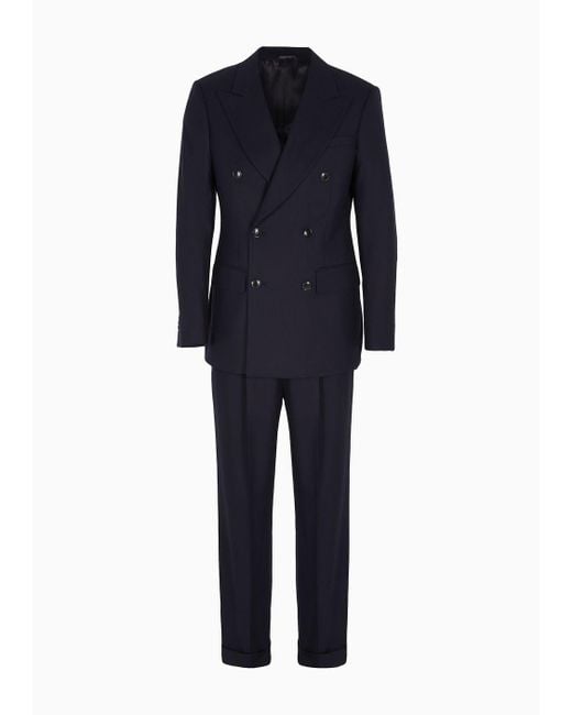 Giorgio Armani Blue Asv Royal Line Double-breasted Virgin-wool Cloth Suit for men