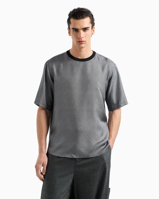 Giorgio Armani Gray Silk Twill T-Shirt Shirt for men