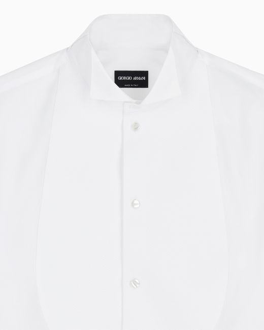 Giorgio Armani White Cotton Tuxedo Shirt for men