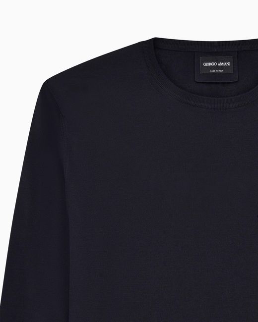 Giorgio Armani Blue Long-Sleeved, Crew-Neck Jumper for men
