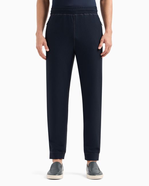 Giorgio Armani Blue Stretch Jersey Flat-Front Trousers for men