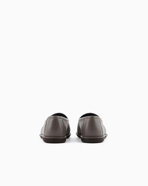 Giorgio Armani White Deerskin Loafers With Embroidered Logo for men