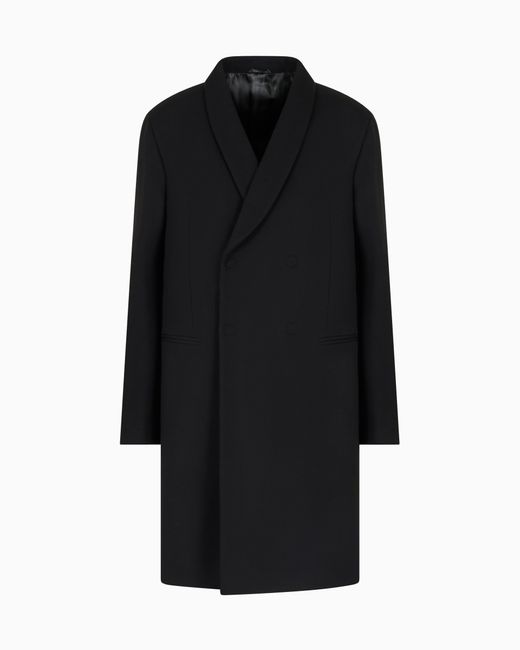 Giorgio Armani Asv Giorgio's Doppelreihiger Mantel Aus Doppellagigem Kaschmir in Black für Herren
