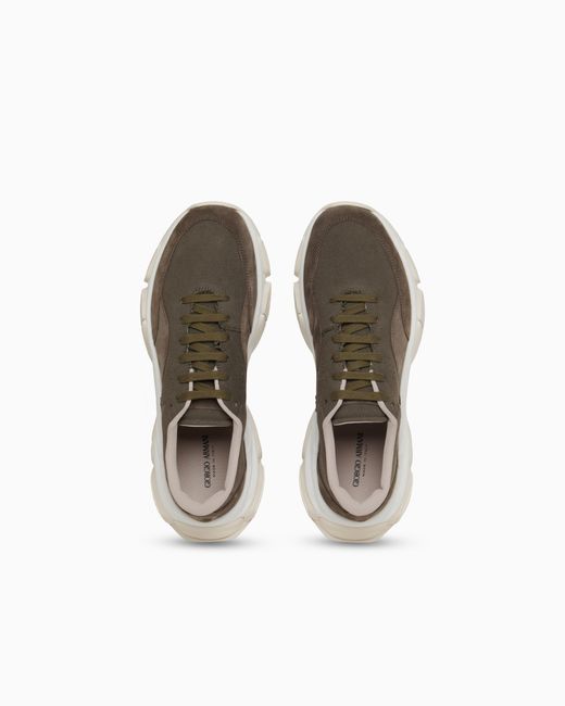 Giorgio Armani White Suede Sneakers for men