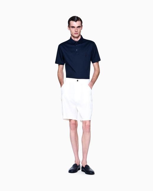 Giorgio Armani Blue Interlock Polo for men