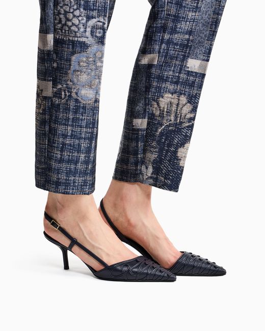 Giorgio Armani White Decollete Shoe With Cornely Details And Leather Upper