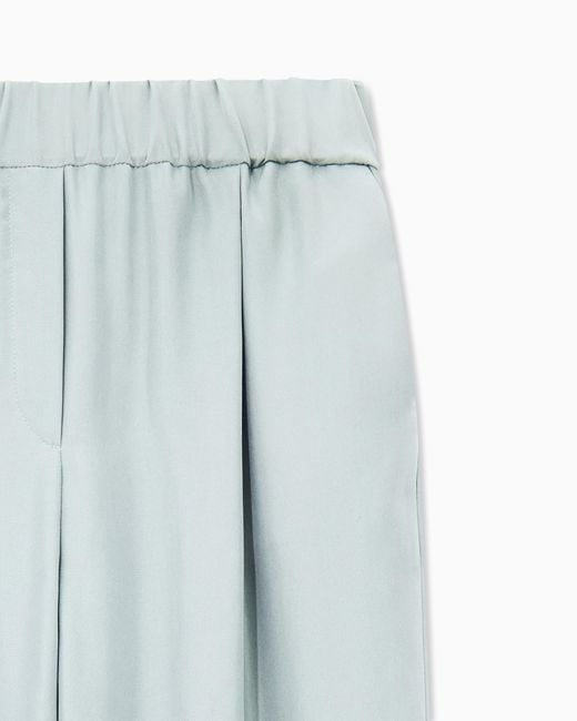 Giorgio Armani Blue Trousers Regular Fit Washed Silk With Elasticated Hem