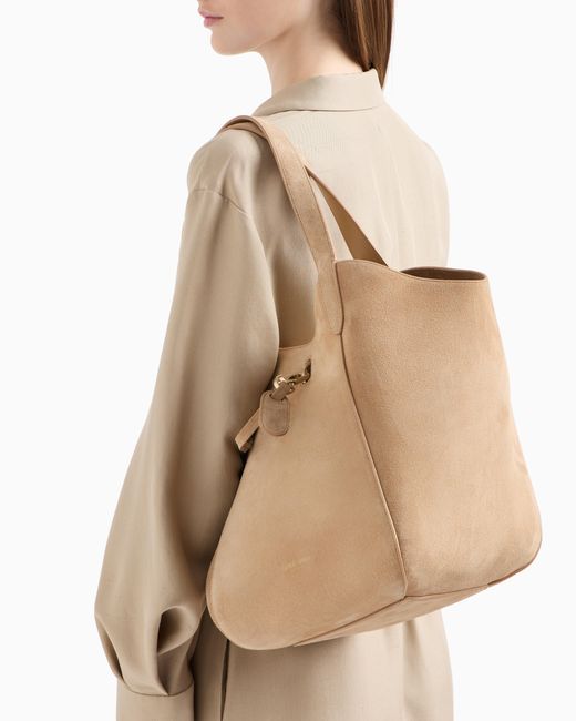 Giorgio Armani Natural Medium Suede Handbag