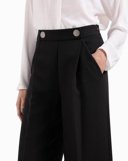 Pantalones De Una Pinza De Cady De Crepé De Seda Giorgio Armani de color Black