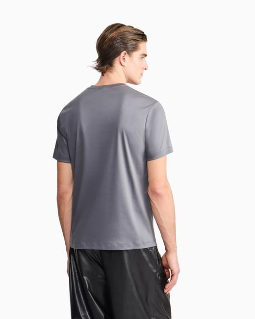 Giorgio Armani Blue Short-Sleeve Cotton Interlock T-Shirt With Logo for men