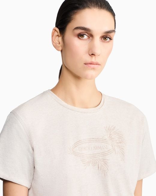 Giorgio Armani White Cotton-Blend Jersey Crew-Neck T-Shirt Denim Collection