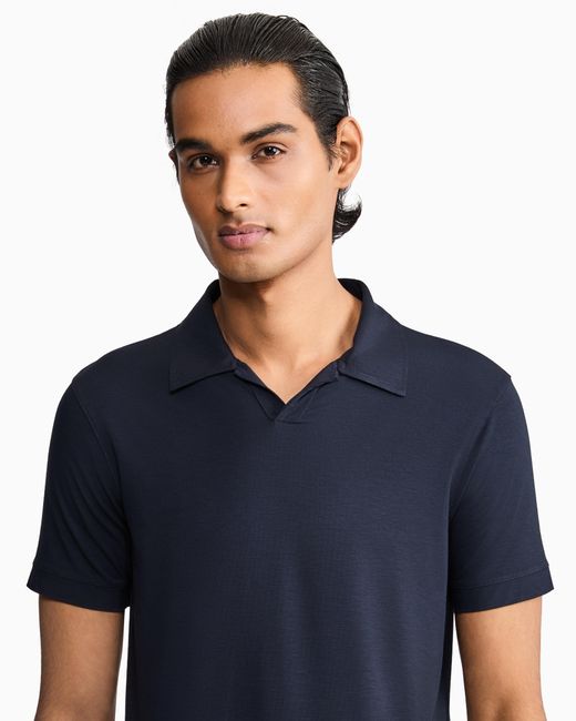 Giorgio Armani Blue Stretch Polo for men