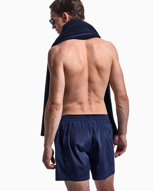 Giorgio Armani Blue Elastic Waist Swim Trunks for men
