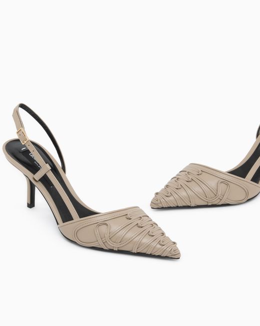 Giorgio Armani White Decollete Shoe With Cornely Details And Leather Upper