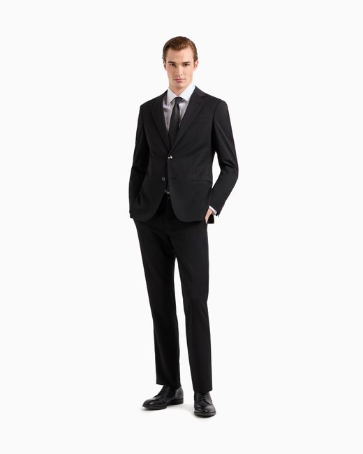Giorgio Armani Einreihiger Anzug Der Soho-Linie Aus Wolltwill in Black für Herren
