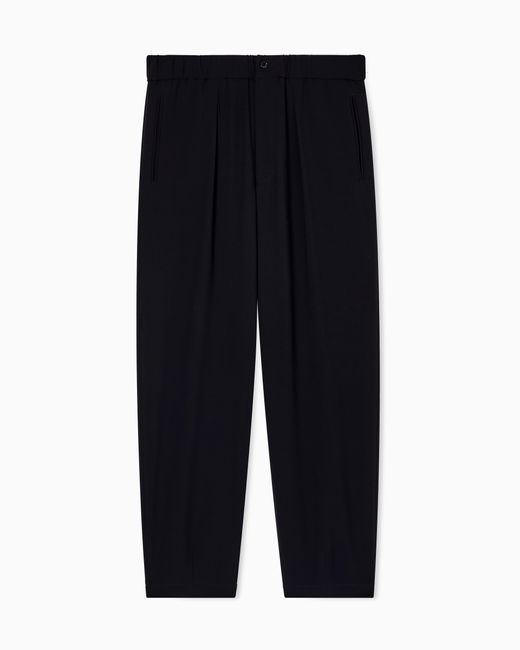 Giorgio Armani Blue Single-Pleat, Pure Virgin Wool Crêpe Trousers for men