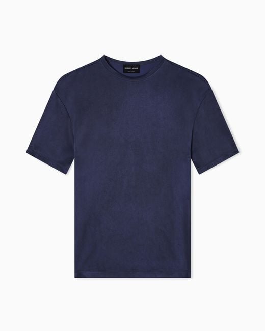 Giorgio Armani Blue Cupro-Jersey Crew-Neck T-Shirt for men