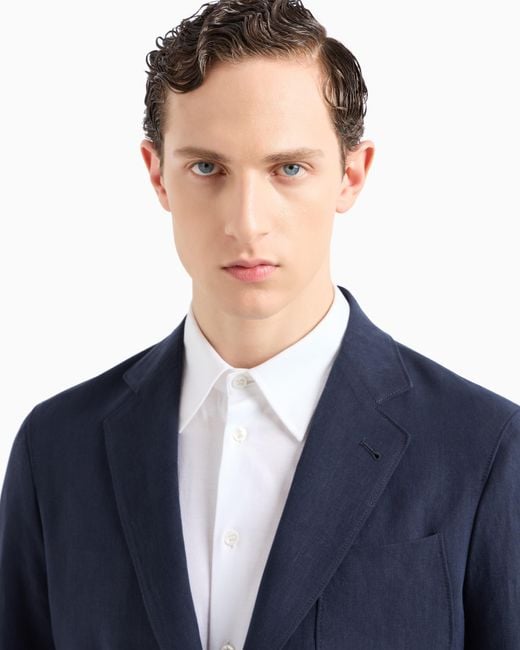 Giacca Linea Upton Monopetto di Giorgio Armani in Blue da Uomo