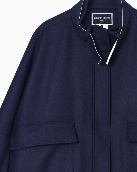Giorgio Armani Blue Double-Breasted Coat