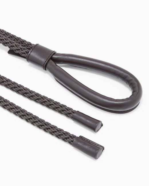 Giorgio Armani Brown Cord Belt With Leather Details for men