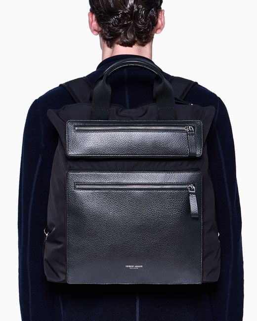 Giorgio Armani Black Convertible Shopper Bag for men