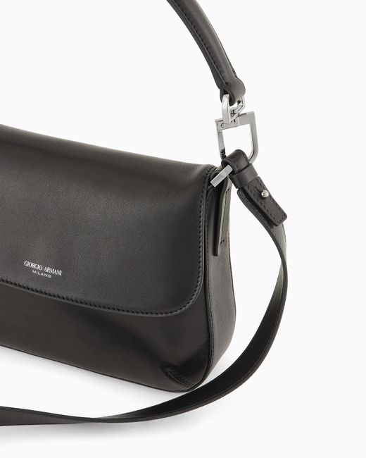 Giorgio Armani Black Small La Prima Soft Nappa Leather Handbag for men