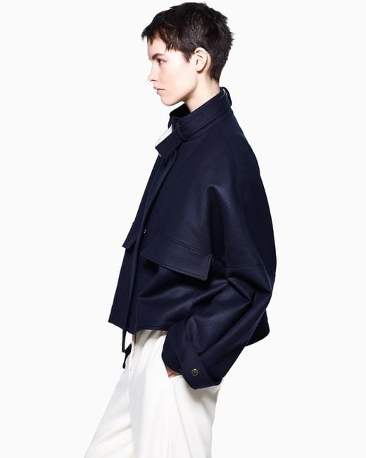 Giorgio Armani Blue Double-Breasted Coat