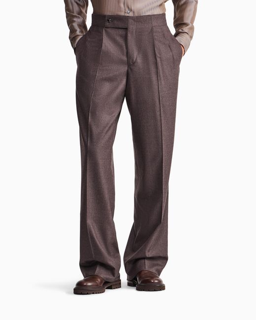 Giorgio Armani Brown Oversized Double Pleat Trousers for men