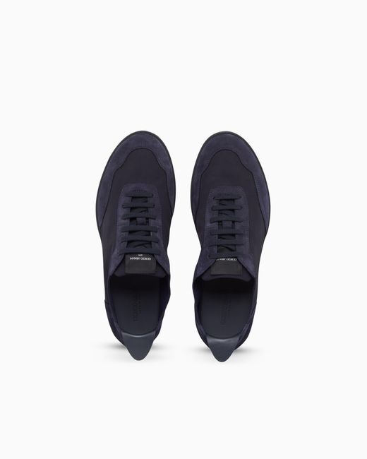 Giorgio Armani Blue Nylon And Suede Sneakers for men