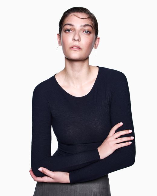 Giorgio Armani White Links-Stitch Viscose Long-Sleeved Jumper