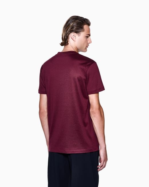 Giorgio Armani Red Plain-Knit Jersey T-Shirt for men