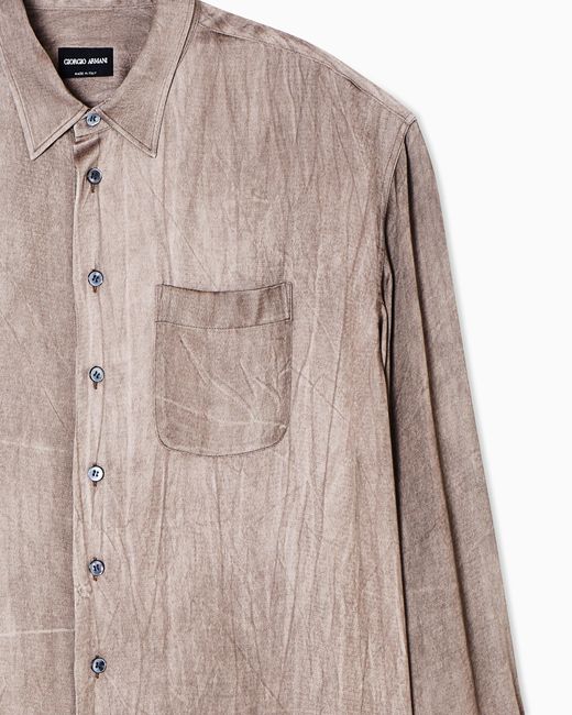 Giorgio Armani Natural Viscose Blend Satin Shirt for men