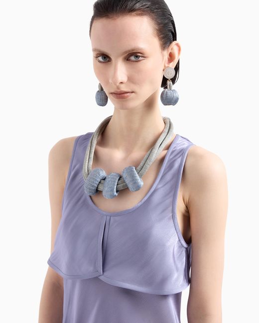 Giorgio Armani Blue Rührenförmige Ohrclips Aus Viskose