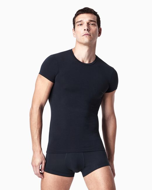 Giorgio Armani Blue Stretch Jersey Loungewear T-Shirt for men
